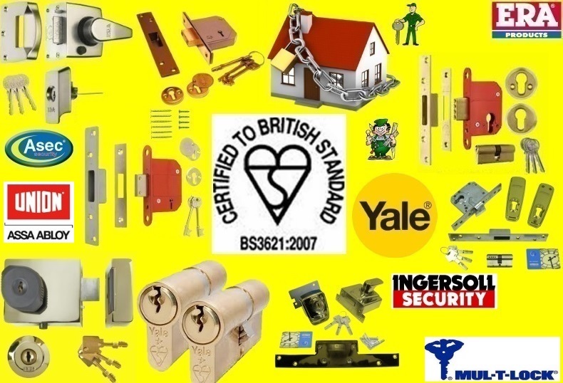 WE SUPPLY AND FIT AS WELL AS STOCK AN ASSORTED RANGE OF BRITISH STANDARD LOCKS.