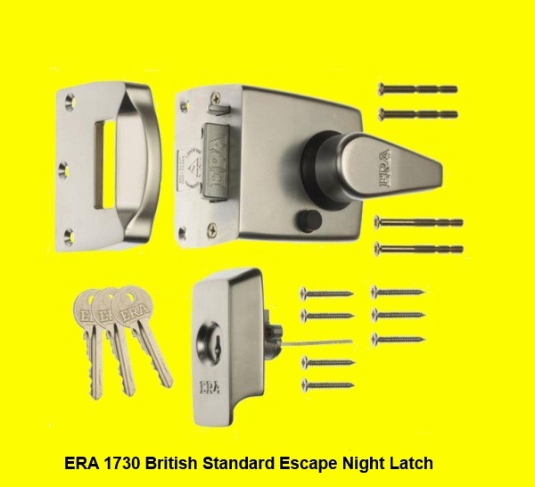 AN ERA BRITISH STANDARD ESCAPE LATCH FITTED TO FIRE ESCAPE DOORS